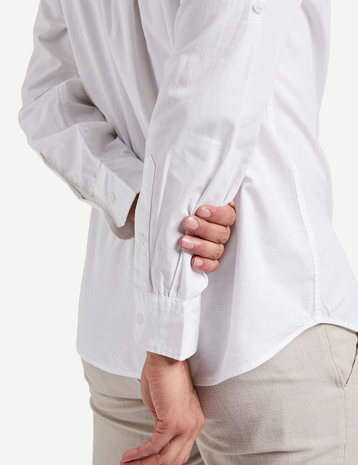 Amazon Brand - Symbol Men's 100% Cotton Regular Fit Casual Shirt (Kurta Placket Style) White L