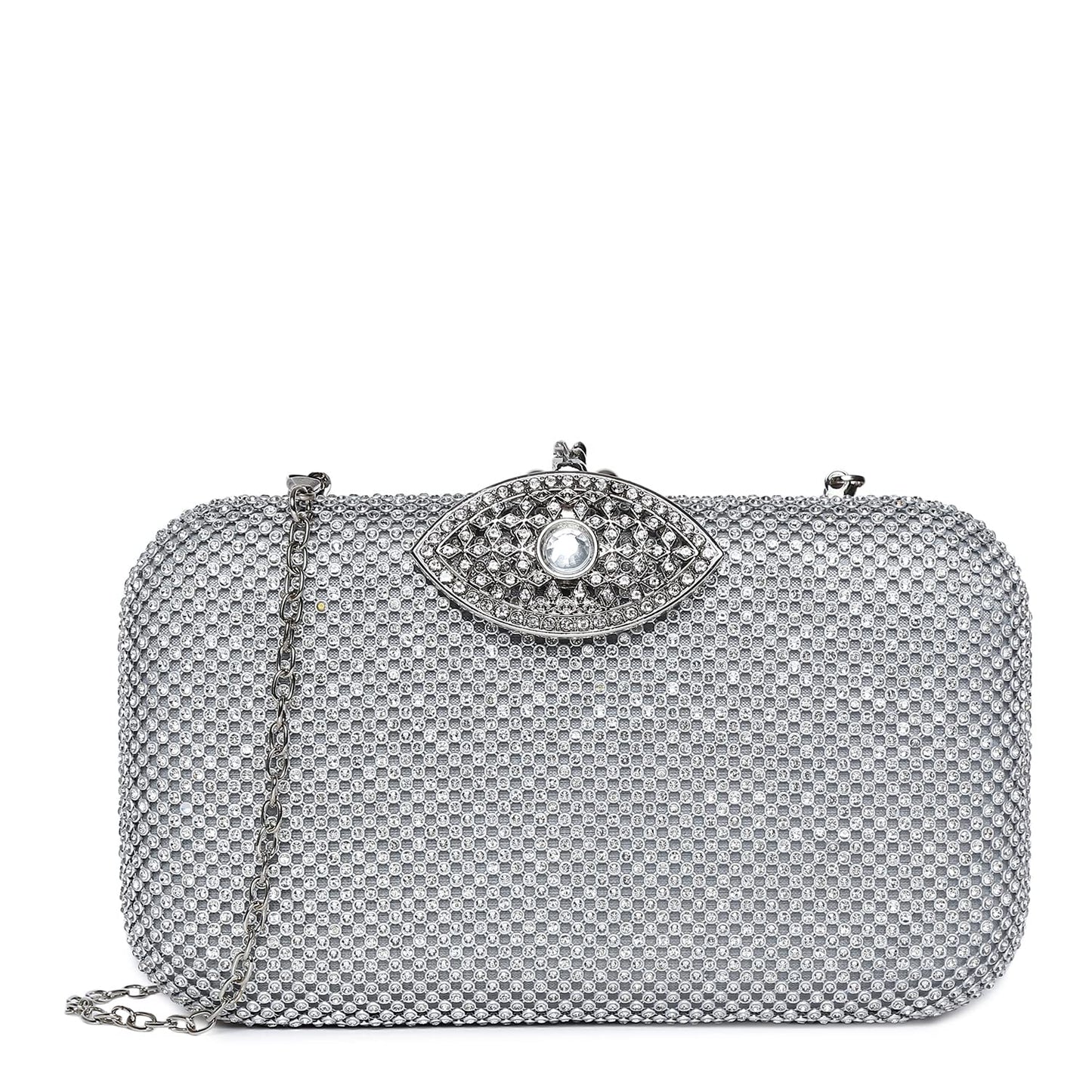 Haute Sauce Textured Push Lock Clutch Bag with Chain Strap (AZ_HSCL1070)