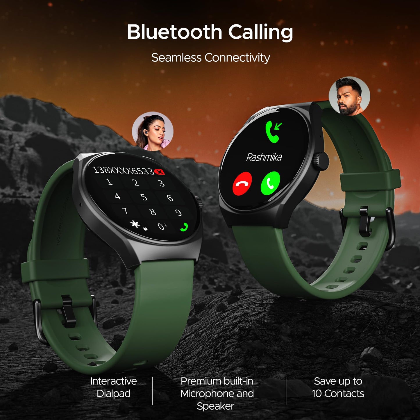 boAt Lunar Comet with 1.39" HD Display, Advanced Bluetooth Calling, Functional Crown, Multiple Sports Mode,100 Watch Faces, HR & SpO2 Monitoring,IP67, Smart Watch for Men & Women(Olive Green)