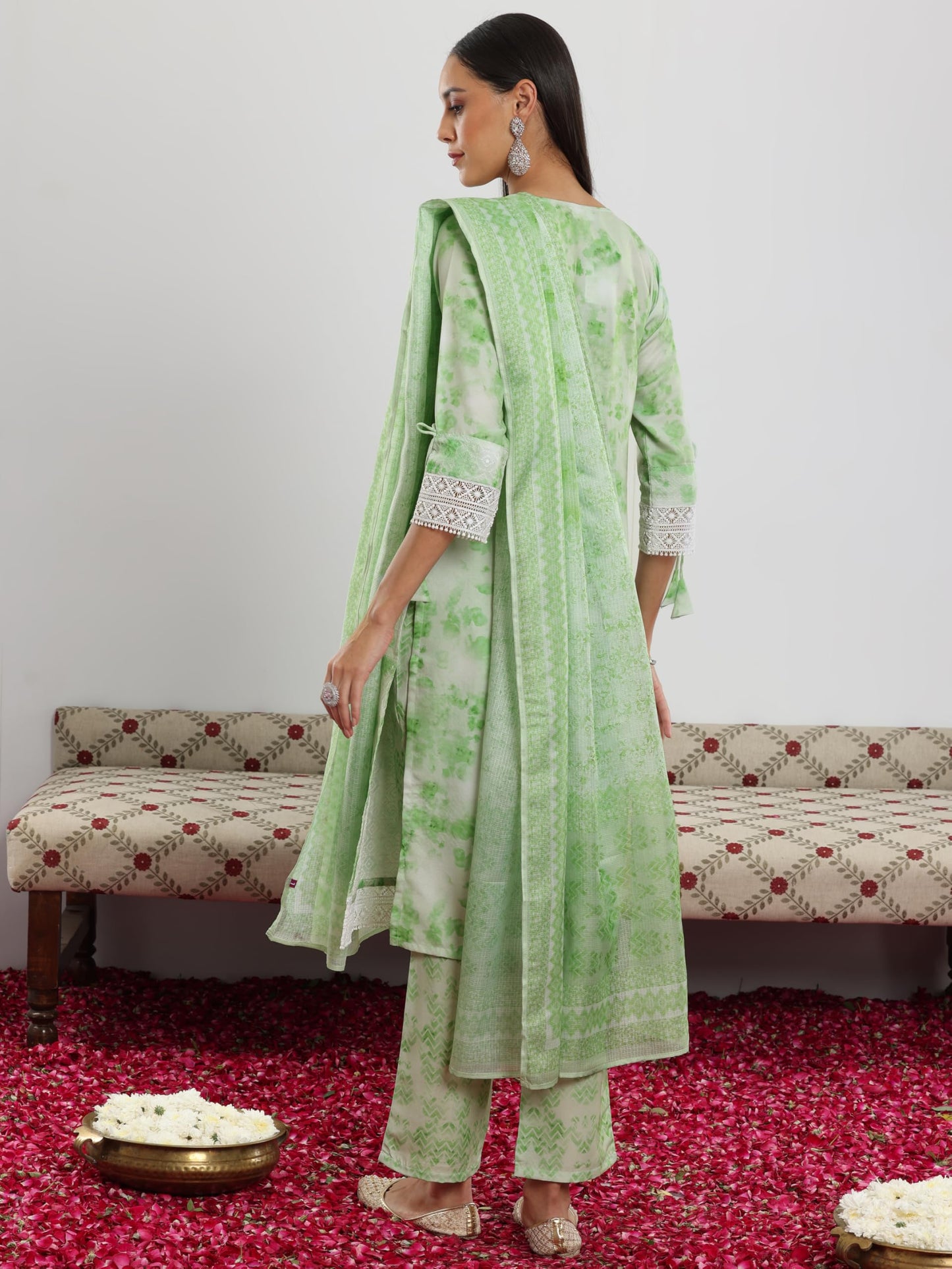 Libas Women's Cotton Blend Kurta Set (35376_Green