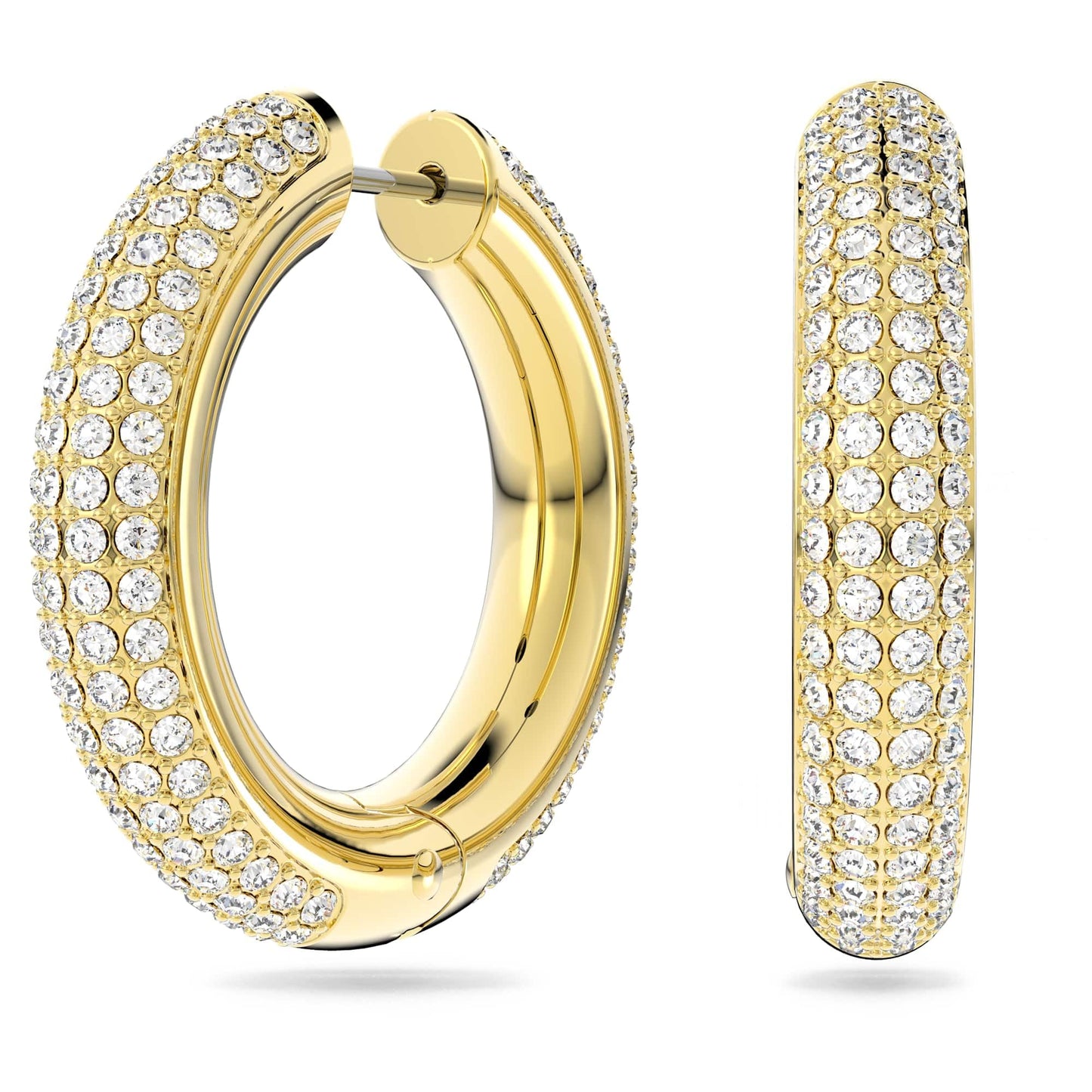 Swarovski Dextera Hoop Earrings Collection, One Size, Crystals,Gold-tone plated / White, No Gemstone