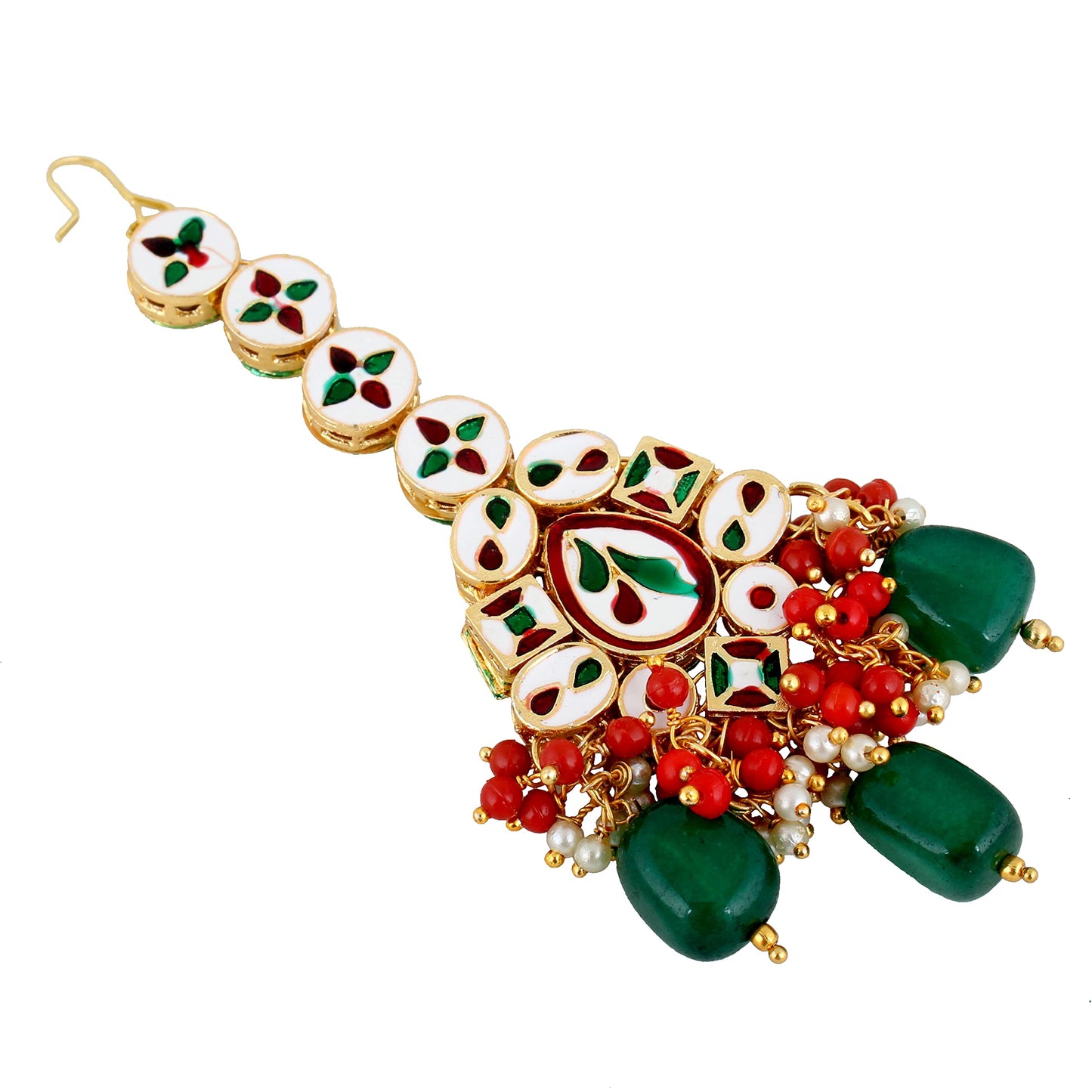LUCKY JEWELLERY Back Meenakari 18k Gold Plated Multicolor Color Tika Earring Combo Jewellery Set Uncut Big Faux Kundan Dibbi Kundan Choker Necklace Set for Girl's & Women