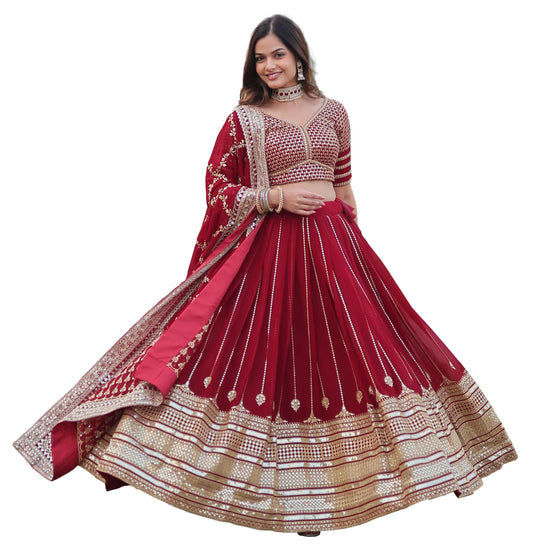 Fashion Basket Faux Blooming With Heavy Sequins Zari Embroidered work Lehenga Choli Set for Women