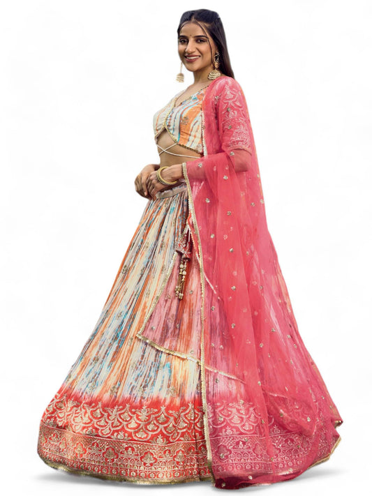 Zeel Clothing Women's Zari Sequins Embroidered Silk Lehenga Choli with Dupatta (5051-Pink-Womens-Lehenga-Choli-Latest; Free Size)