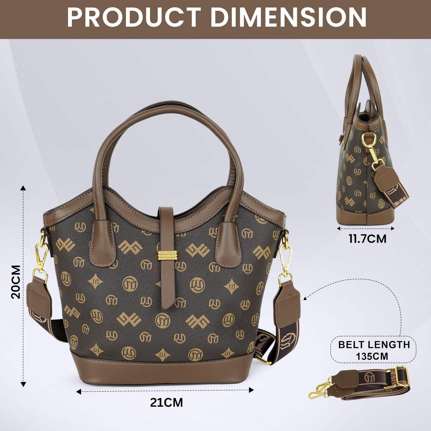 Storite Women Handbag – Elegant Coffee Brown Leather Shoulder Bag for Women’s Everyday Use (29x9x19 cm)