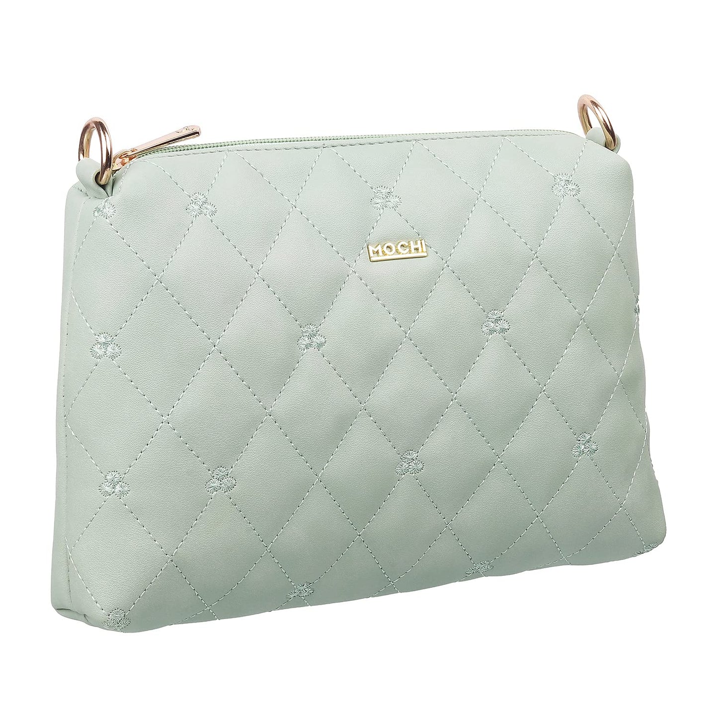 Mochi Women Lightgreen Zip Top Sling Bag (66-7354)