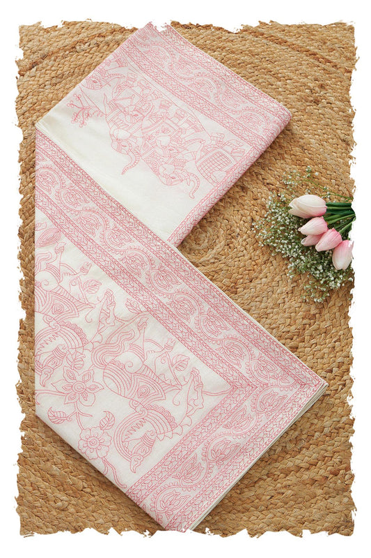 Soch Womens Peach Silk Shimmer Embroidered Dupatta With Zari