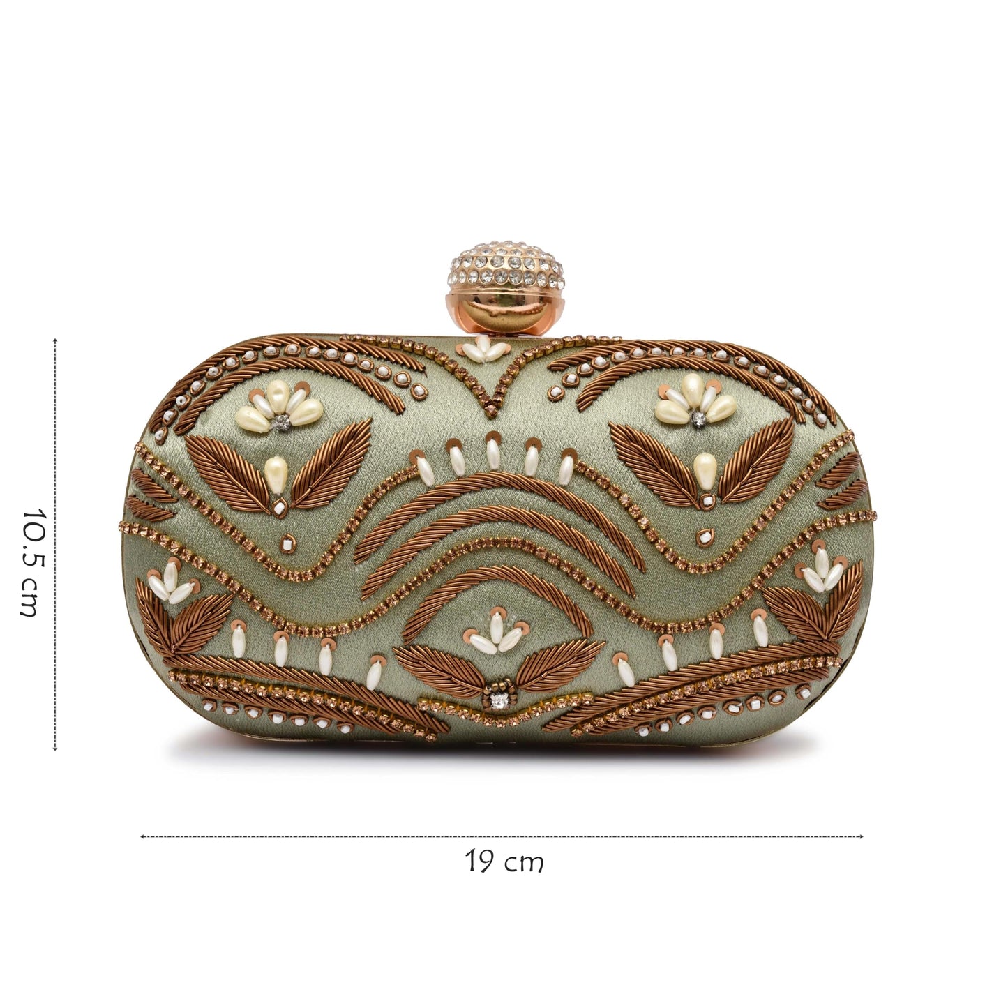 For The Beautiful You Green Embroidered Women's Clutch (cp-127)