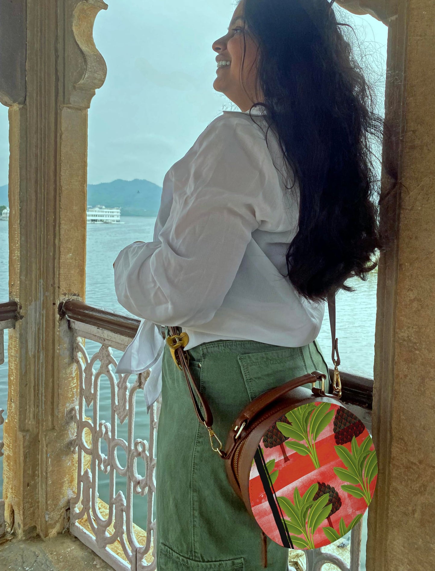 Kalankit Round Sling Bag for Women & Girls | Stylish Vegan Leather Crossbody Purse | Side Bag with Strap | Valentine Gift | Birthday Present | Travel-Friendly | Trees Garden