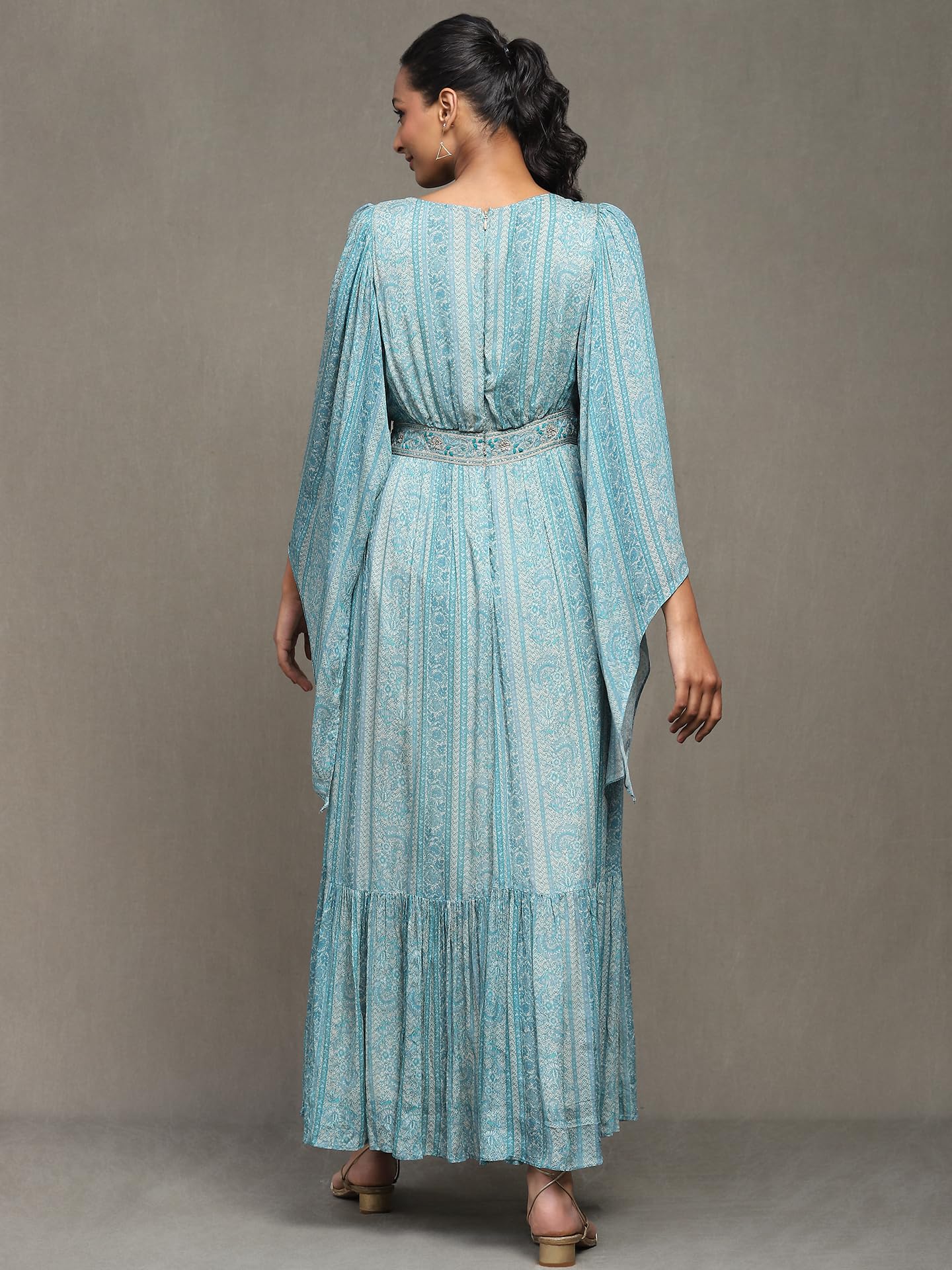Ritu Kumar Blue Botanic Print Long Dress