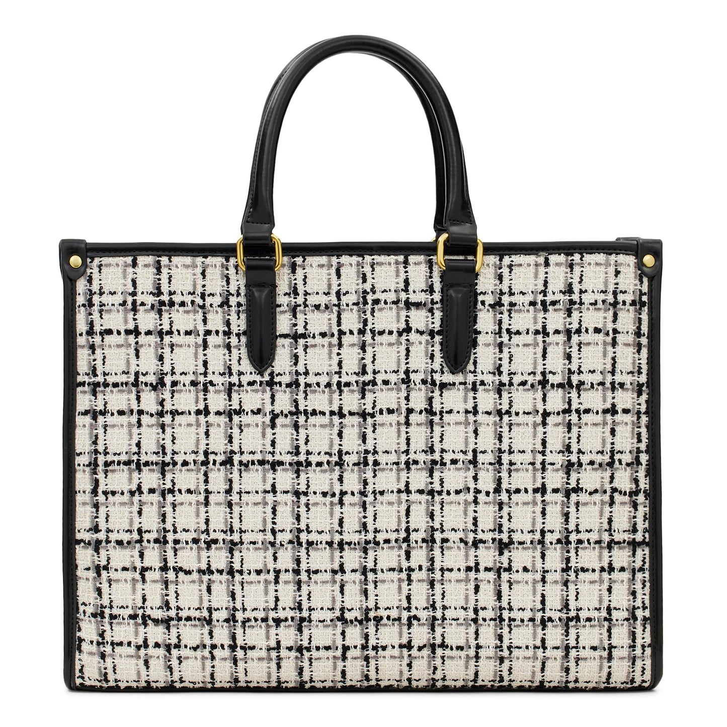 Miraggio Denice Tweed Large Sized Tote Bag with Adjustable & Detachable Sling Strap (Tweed White)