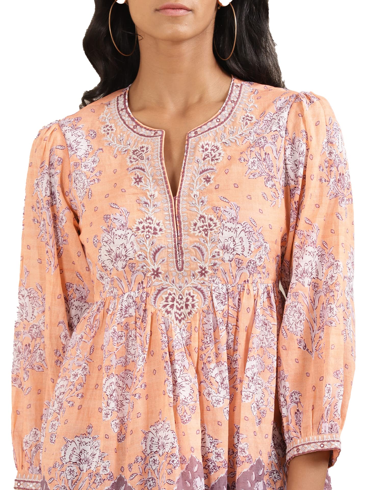 Ritu Kumar Peach Floral Print Kurti