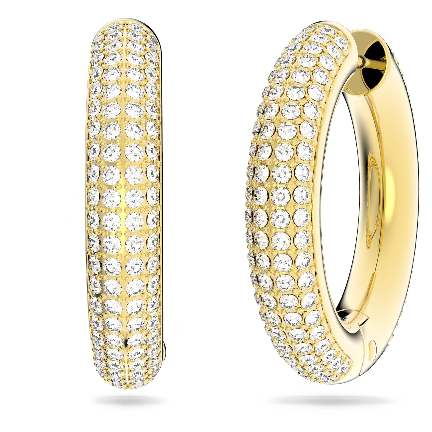Swarovski Dextera Hoop Earrings Collection, One Size, Crystals,Gold-tone plated / White, No Gemstone