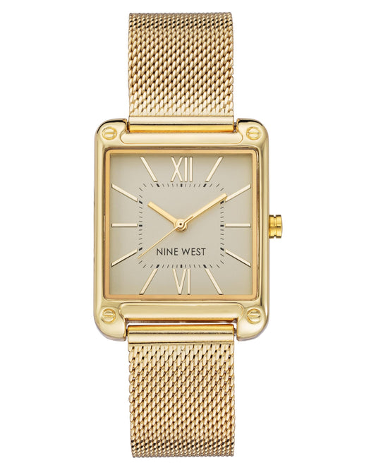 Nine West Women's Mesh Bracelet Watch, Gold, NW/2090CHGB