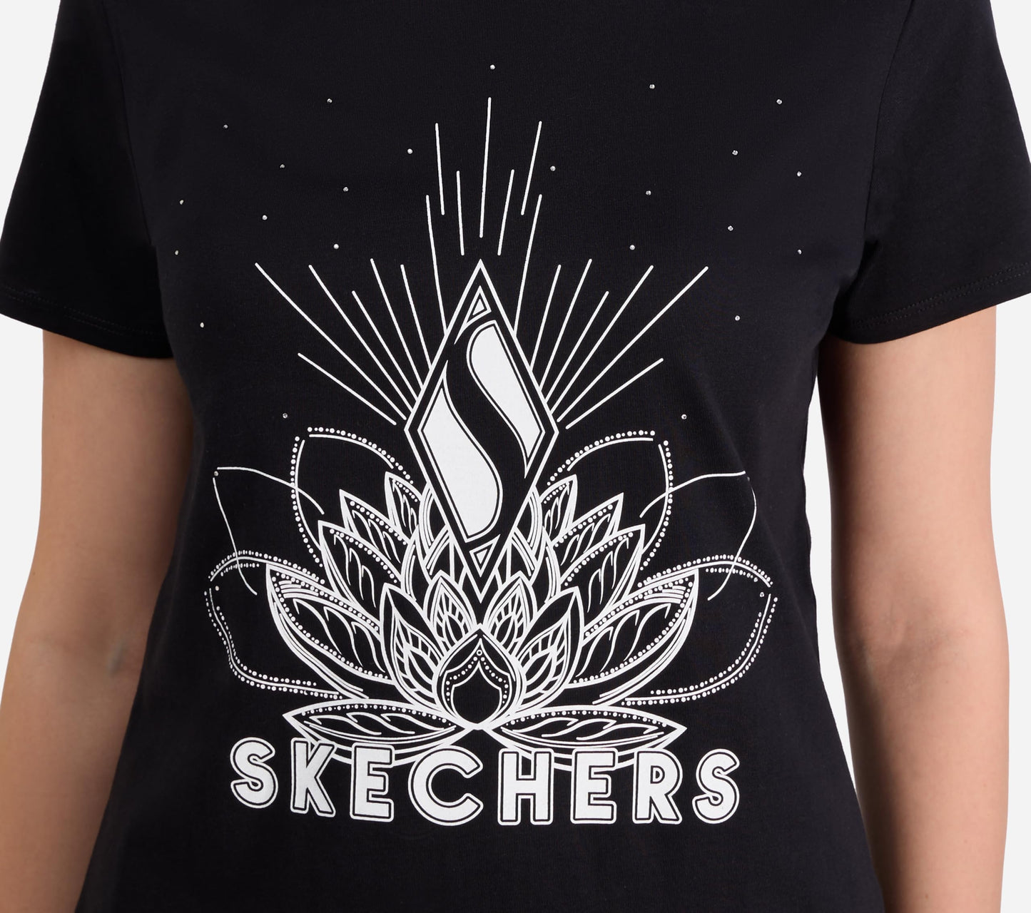 Skechers Womens Stud Embellished Round Neck Tshirt T-Shirts