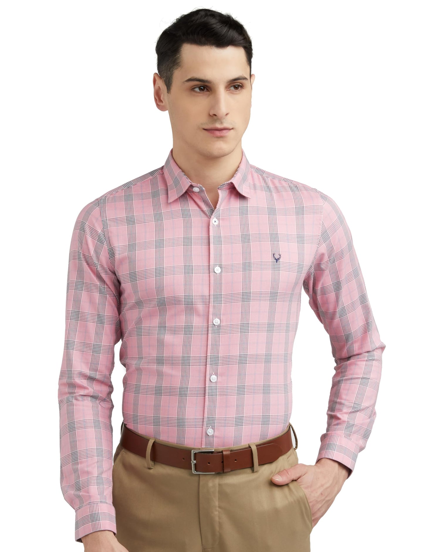 Allen Solly Men's Cotton Slim Fit Shirt (Assfqmobf92900_Pink