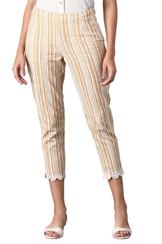 W Cotton Blend Strechable Slim Pants for Women | Cotton Blend Slim Pants for Women | Trousers for Women | W for Woman