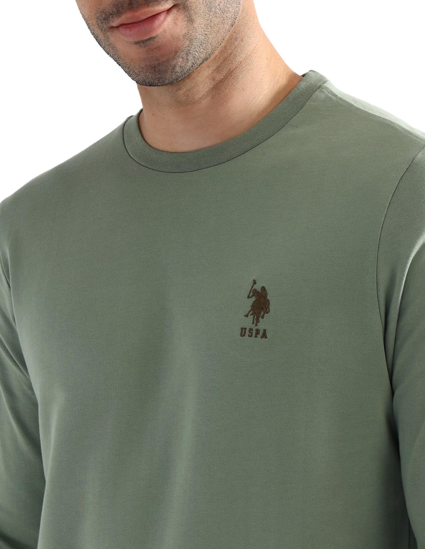 U.S. Polo ASSN. Cotton Men's Regular Fit T-Shirt (Oee05-Pl_Aqua Green, Large