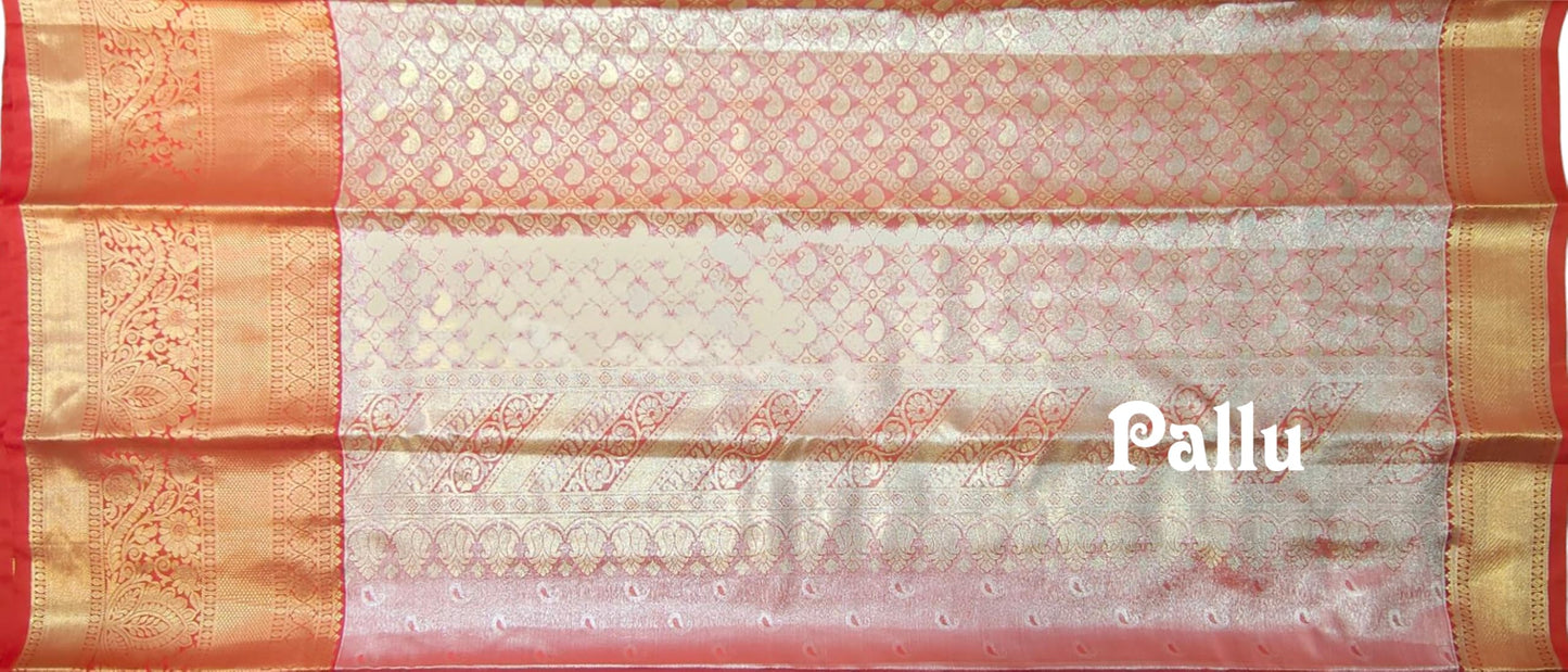 VFCollections Women's Kanchipuram Silk Pure Bridal Pattu Sarees With Blouse (VFC529-1)