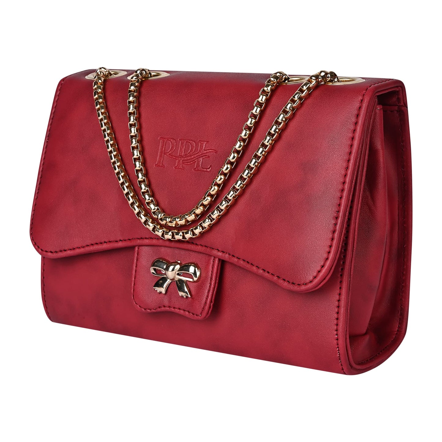 Pramadda Pure Luxury Gorgeous Red Women's Sling Crossbody Chain Purse Combo Set | Stylish Birthday Anniversary Gift Item For Girlfriend Wife | Unique Gift For Girlfriend love special.
