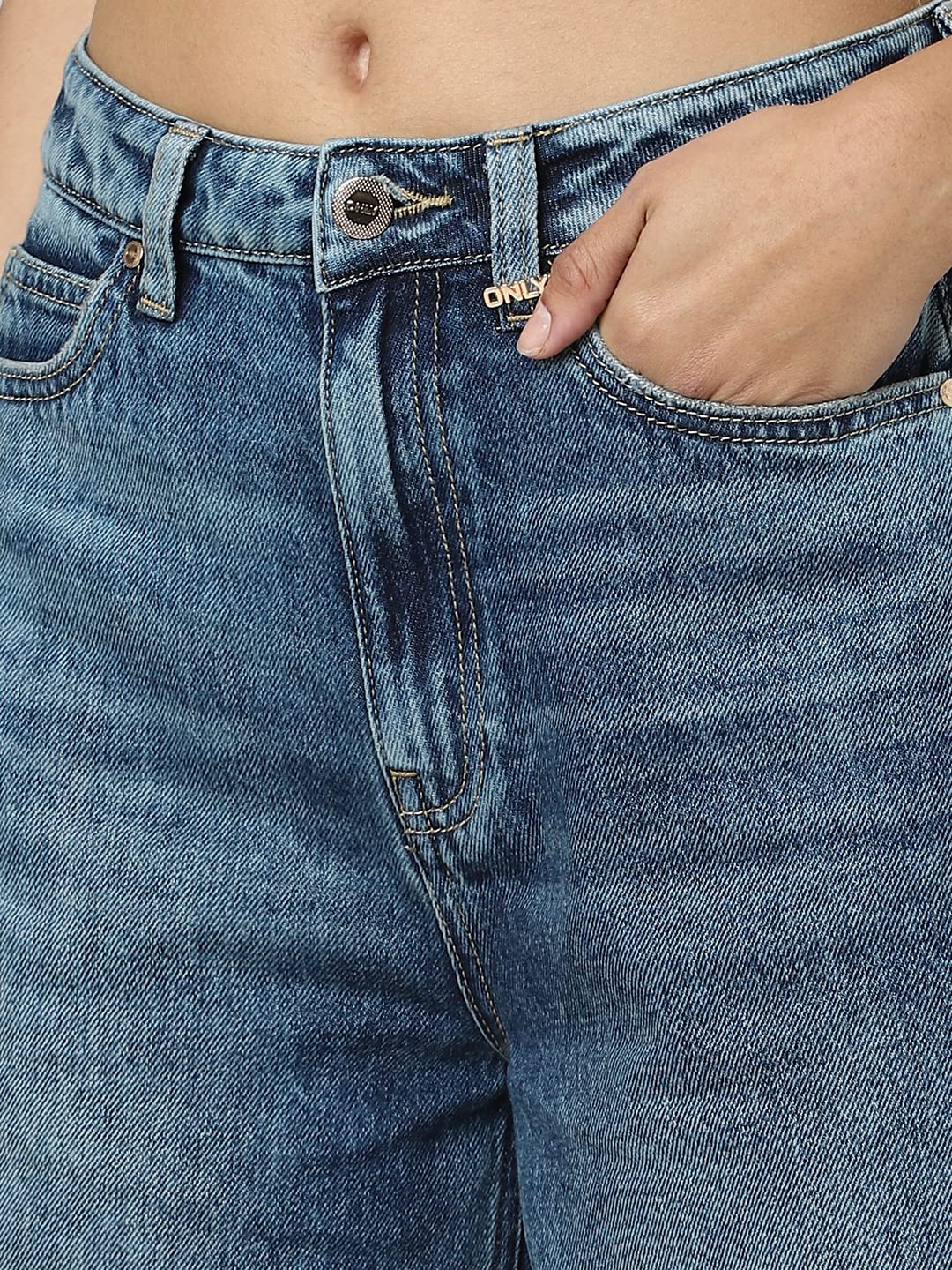 ONLY Wide Leg Jeans(242288501_Medium Blue Denim_33)