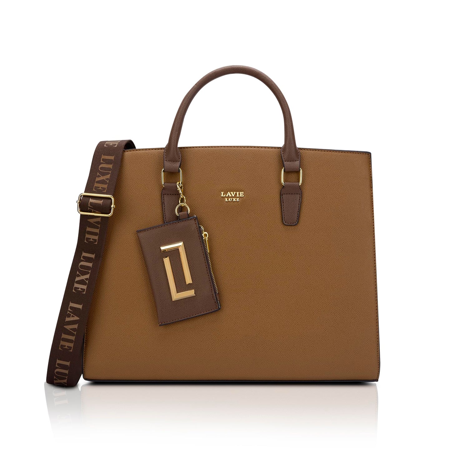 Lavie Luxe Duo Eliza Large Solid Tonal Satchel Laptop Bag for Women | Fits Upto 15 Inch Laptop | Laptop Handbag for Work | Ladies purse | Stylish Shoulder Bag | Ladies Gift