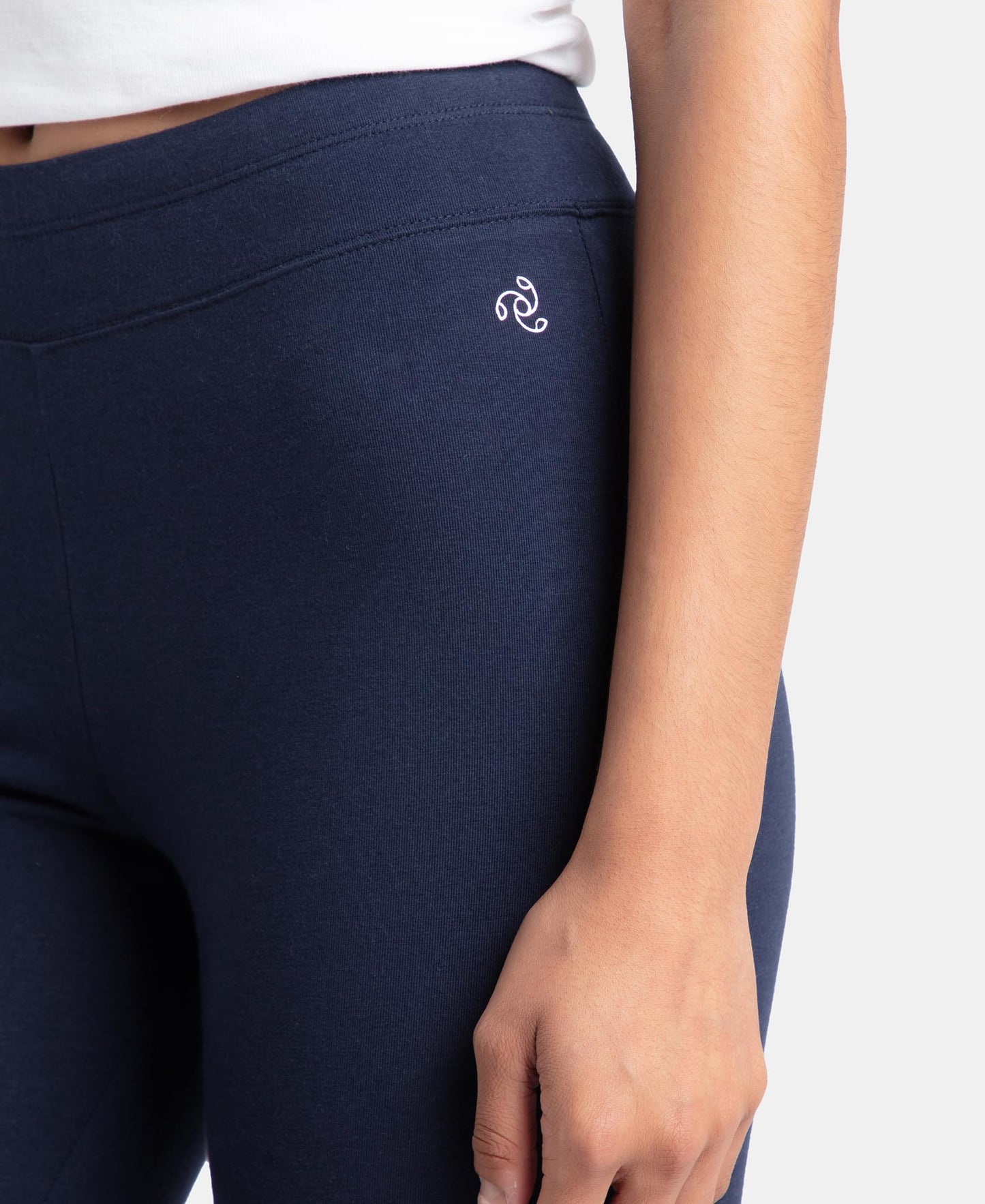Jockey Women's Super Combed Cotton Elastane Stretch Yoga Pant with Side Zipper Pockets & Drawstring Closure_Style_AA01_Navy Blazer_S