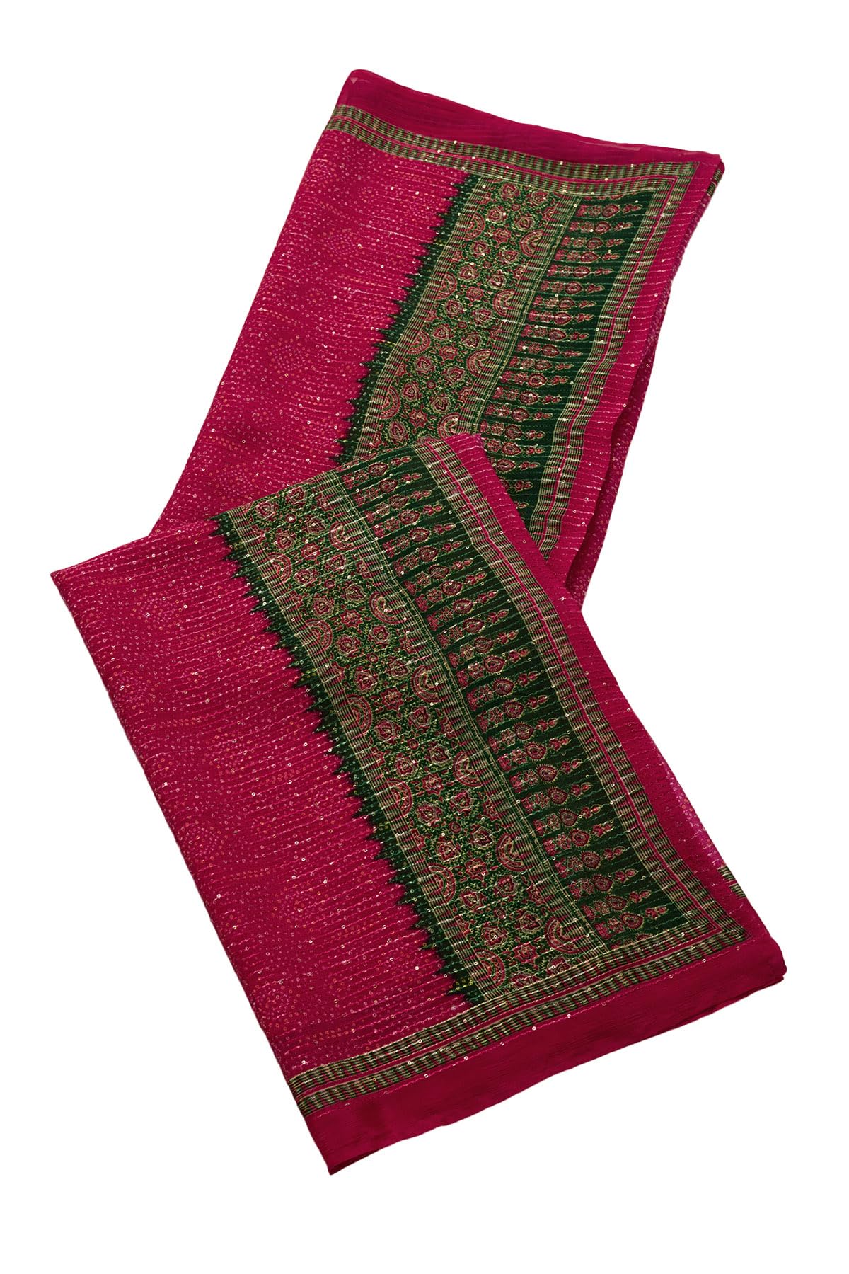 Soch Womens Pink Viscose Blend Bandhani Print Dupatta With Sequins