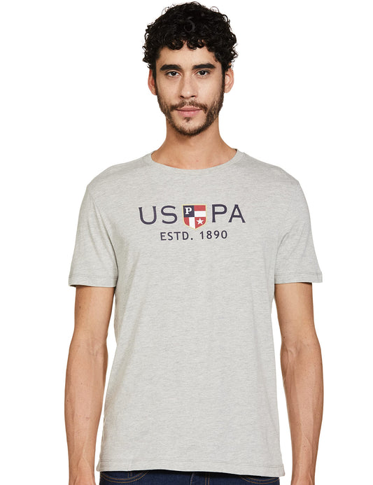 U.S. POLO ASSN. Mens Half Sleeve Round Neck T Shirts (USTSHS1373_Grey_L)