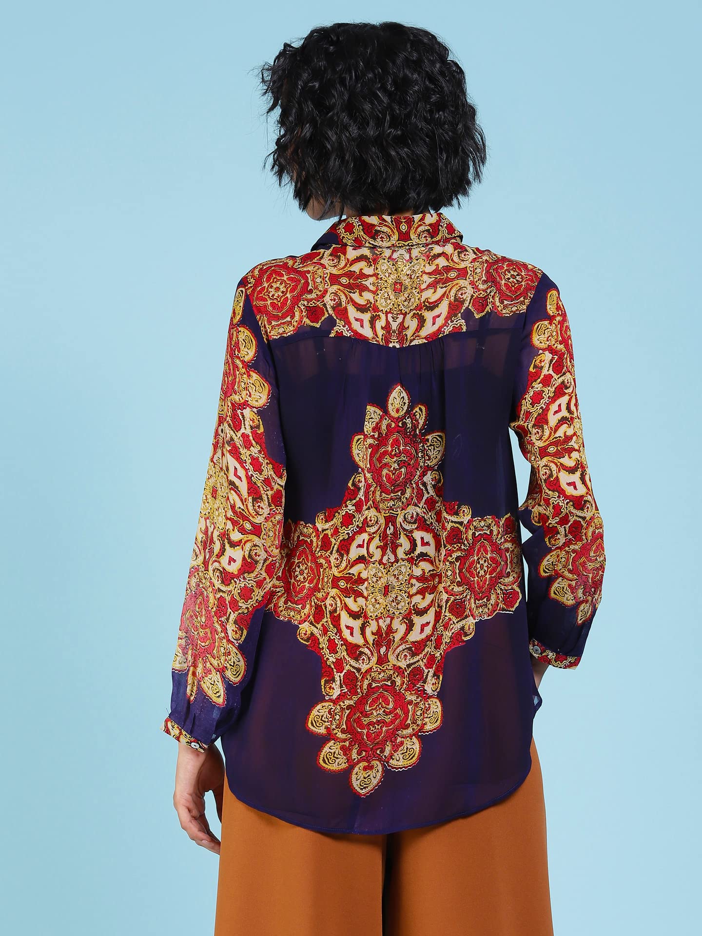 Label RITU KUMAR Women's Relaxed Fit Shirt SHTVGT01N29166861-NAVY-S