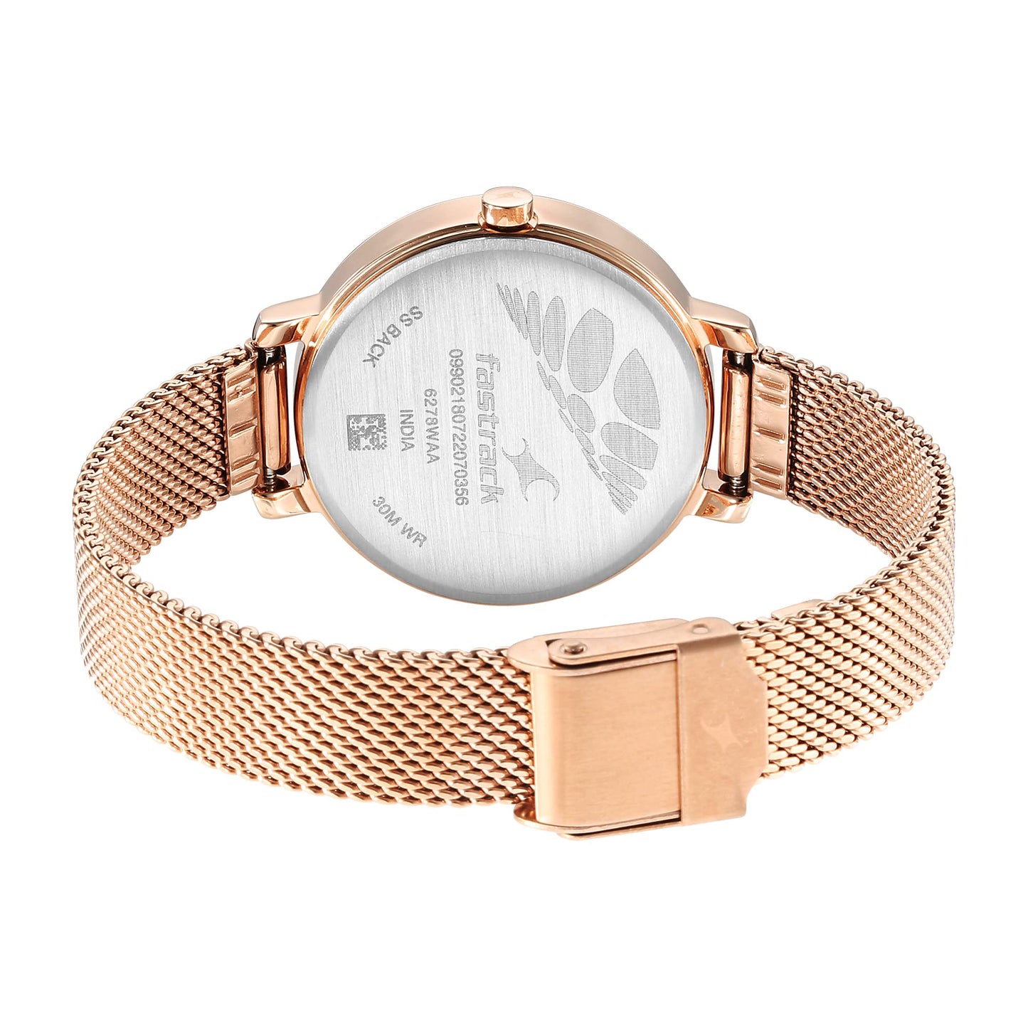 Fastrack Younique Quartz Analog Rose Gold Dial Rose Gold Stainless Steel Strap Watch for Girls - NS6278WM01