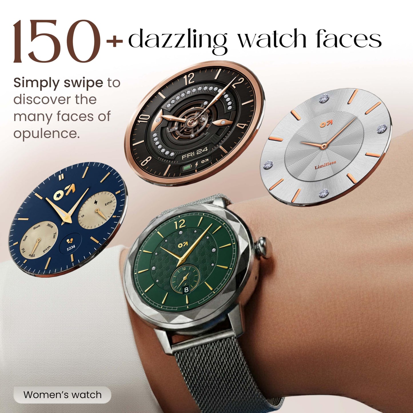 GOBOULT Newly Launched Alora Smart Watch 1.19'' AMOLED Display, BT Calling, Rotating Bezel, 150+Watchfaces, 800 Nits Brightness, AI Voice Assistant, SpO2 Monitoring, 120+ Sports Mode (Silver)