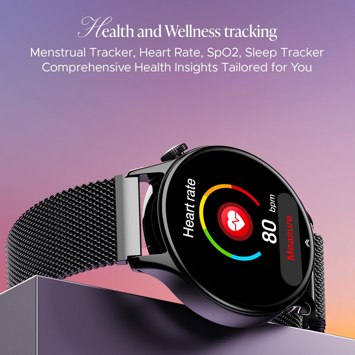 Boat Enigma Daze Women's Luxury Smart Watch w/ 1.3”(3.3cm) AuraVue Display w/ 20% Higher Brightness, Emergency SOS, Female Wellness Tracking, BT Calling, Smart Watch for Women Latest (Elegant Black)