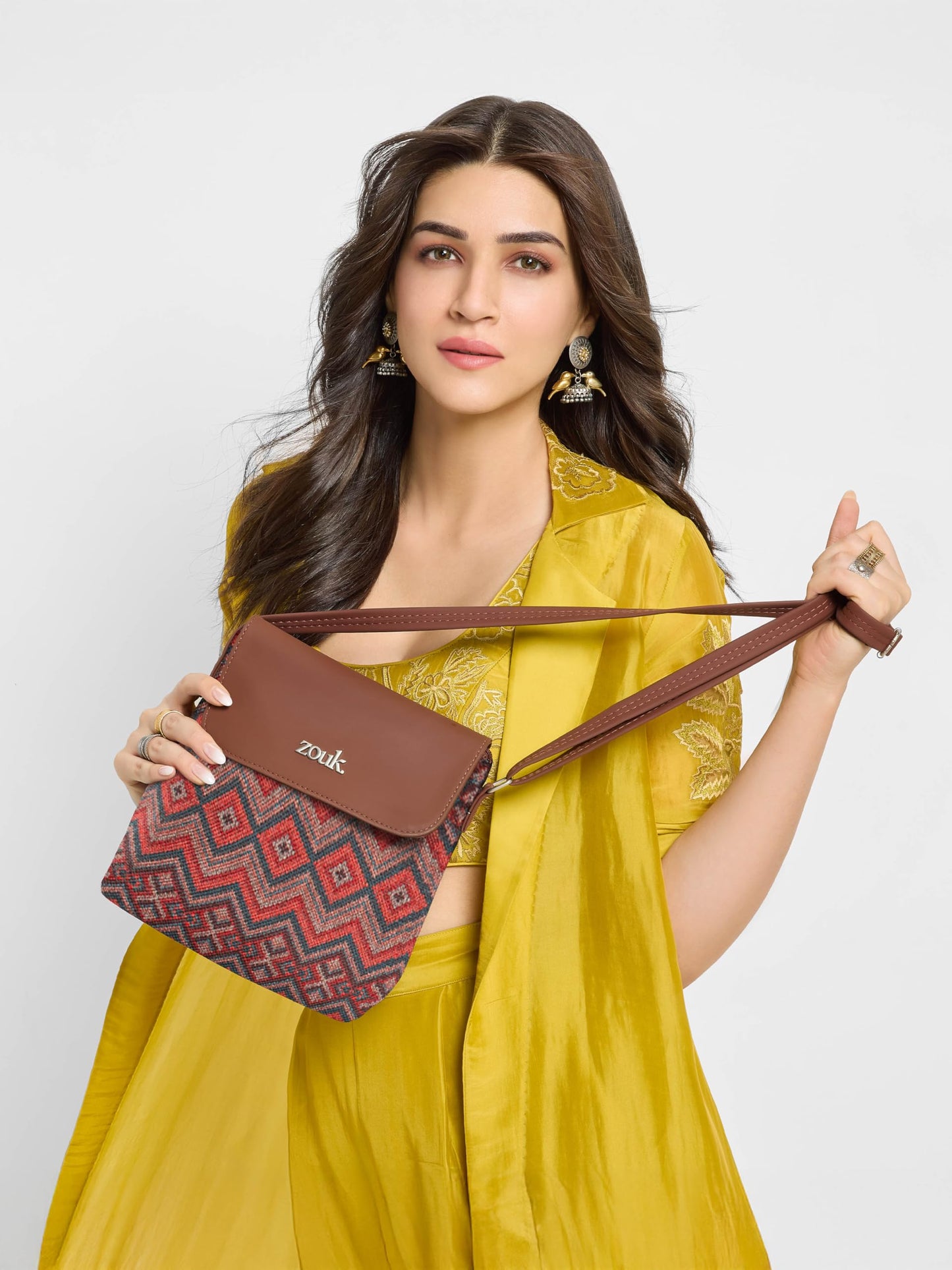 ZOUK Flap Sling Bag | Crossbody Bags for Women | Women's Handbags | Stylish | Vegan Leather Evening Bag | Travel & Office Use | Purse and Wallet | Gwalior Weaves Print