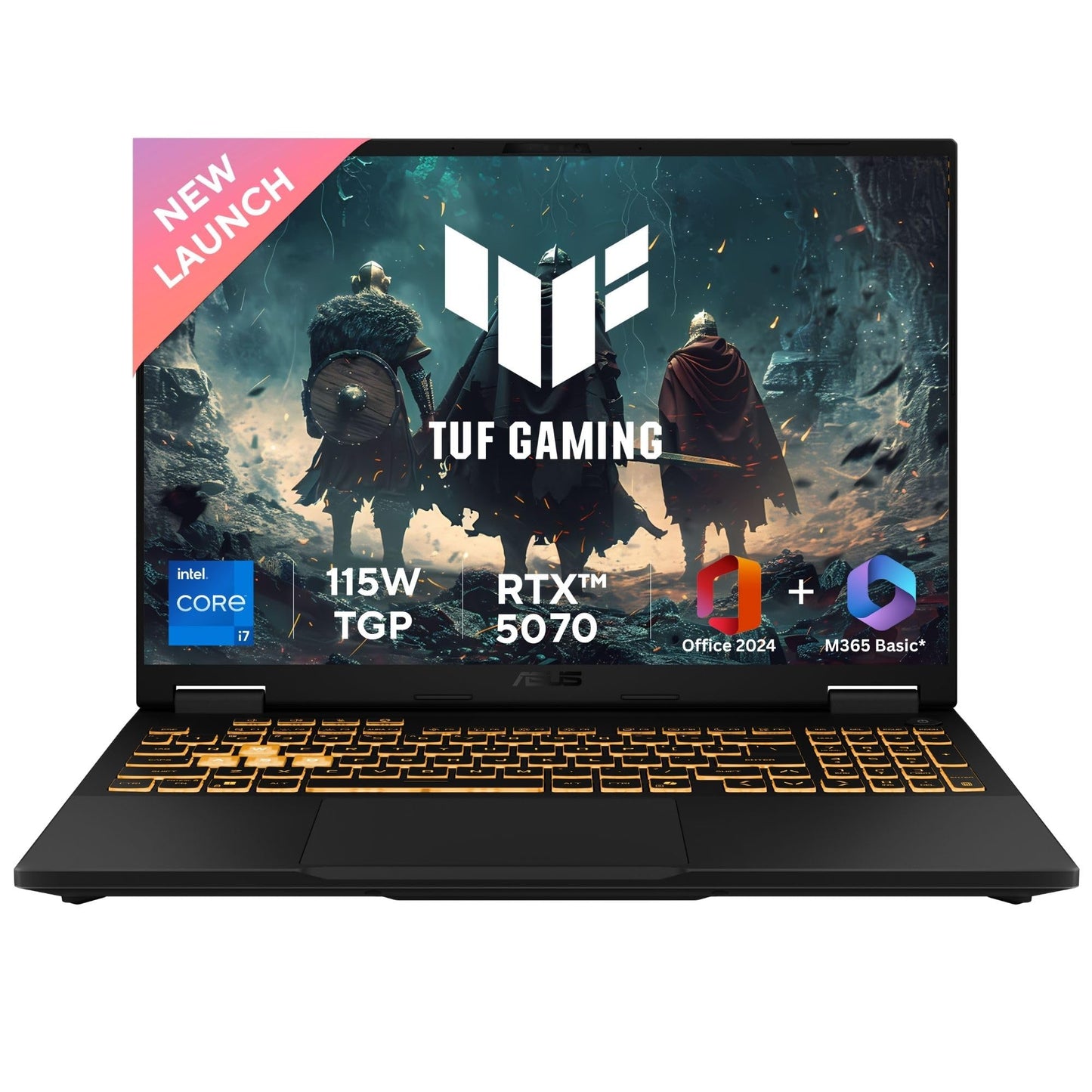 ASUS TUF F16,14th Gen,Intel Core i7 14650HX,Gaming Laptop(RTX 5070-8GB/115W TGP/32GB/1TB /2.5K QHD+/16"/165Hz/90WHrs/Windows 11/M365 Basic (1Year)*/Office Home 2024/Jaeger Gray/2.2 Kg)FX688JPR-QT043WS