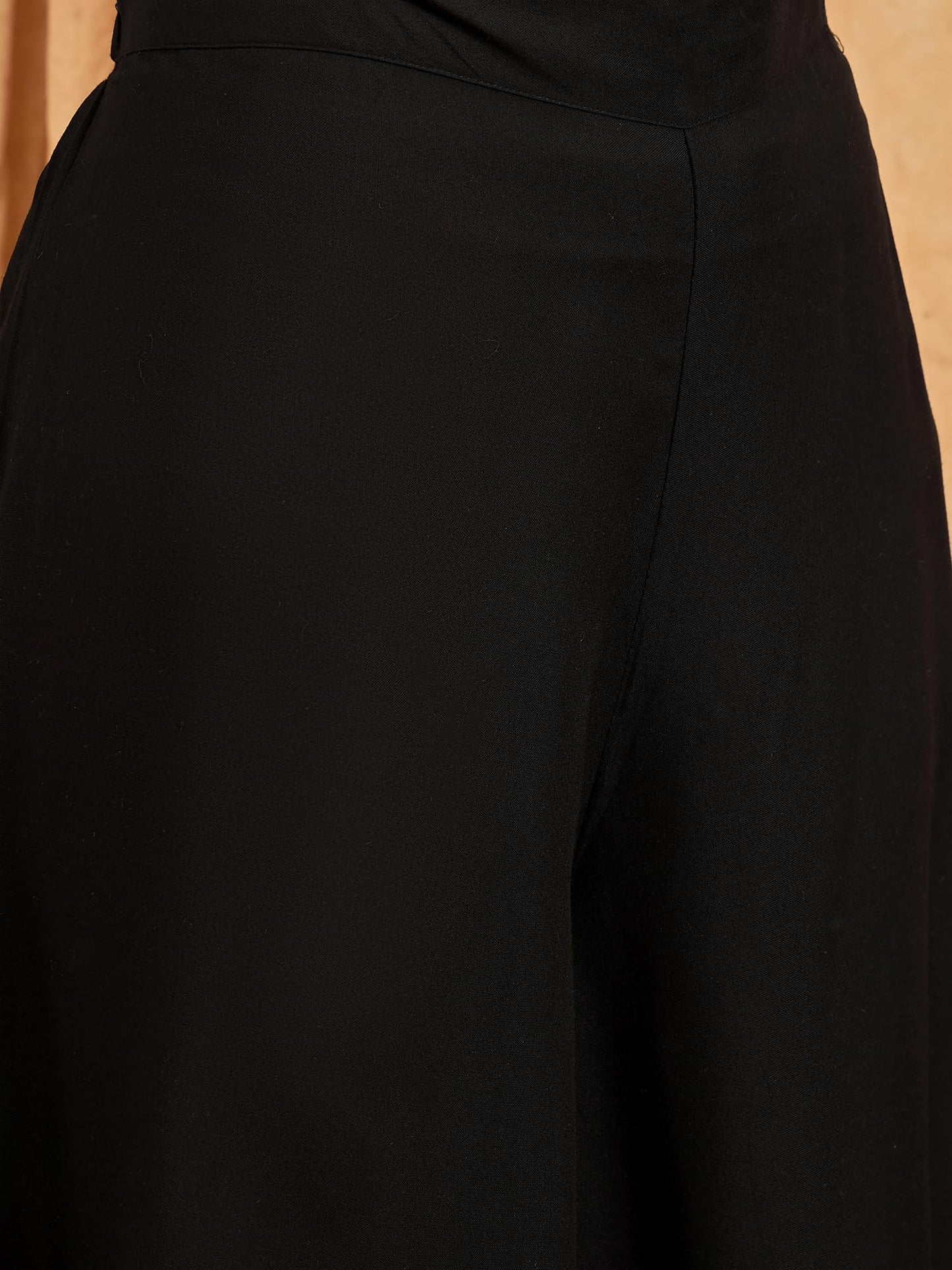 InWeave Mandarin Collar Straight Kurta with Palazzos & Dupatta