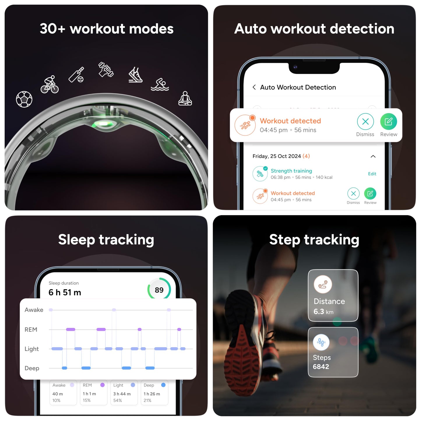 Gabit Smart Ring | Sleep, Fitness, Nutrition, Stress | Buy Sizing Kit First | AI Health Coach, 30+ Workout Modes, Recovery, HRV, Period Tracking | Smart Ring for Women & Men | Titanium, Rose Gold 11