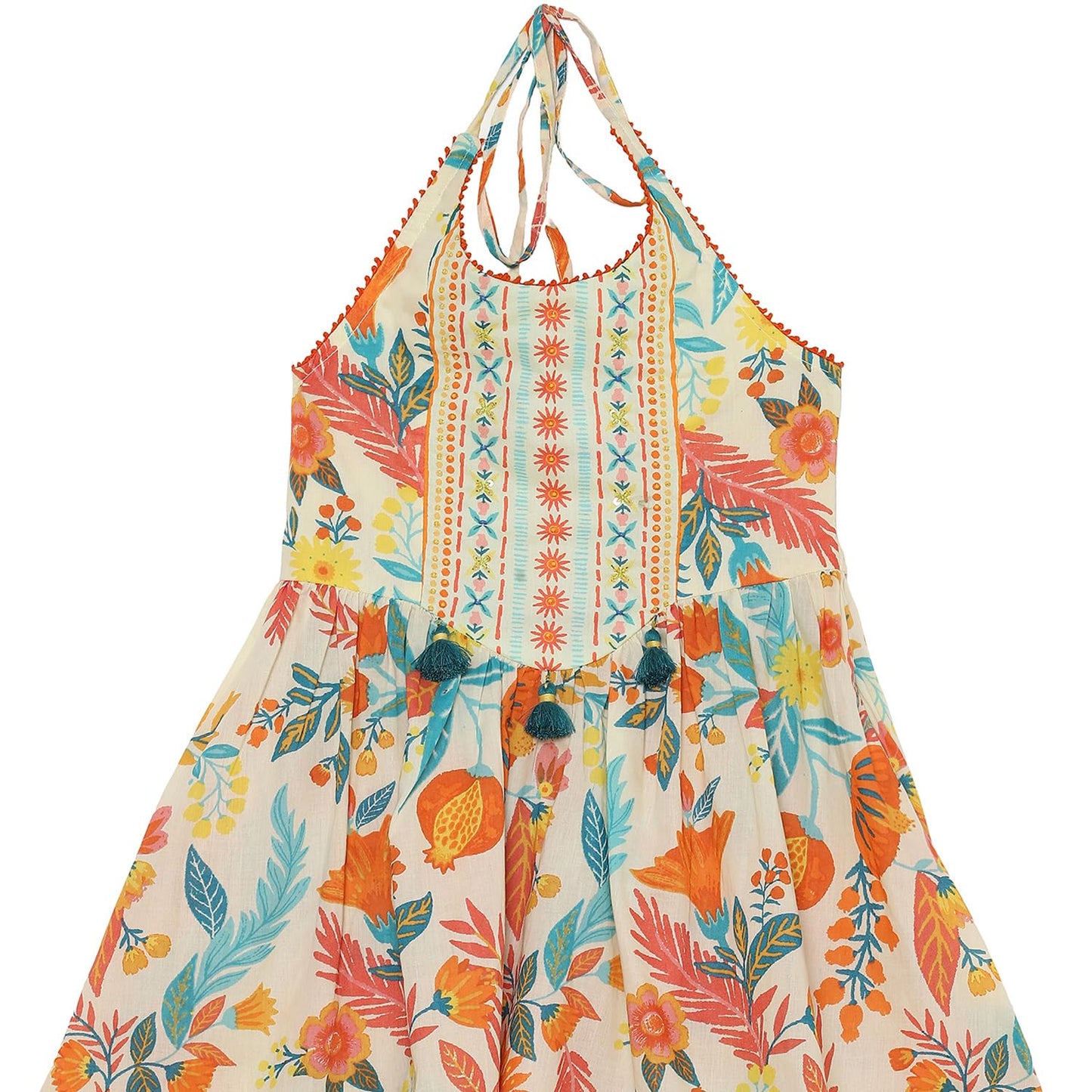 Biba Girl's Cotton Kurta, Bottom, Dupatta (KWSMCR6252SS25MLTI_Multicolor