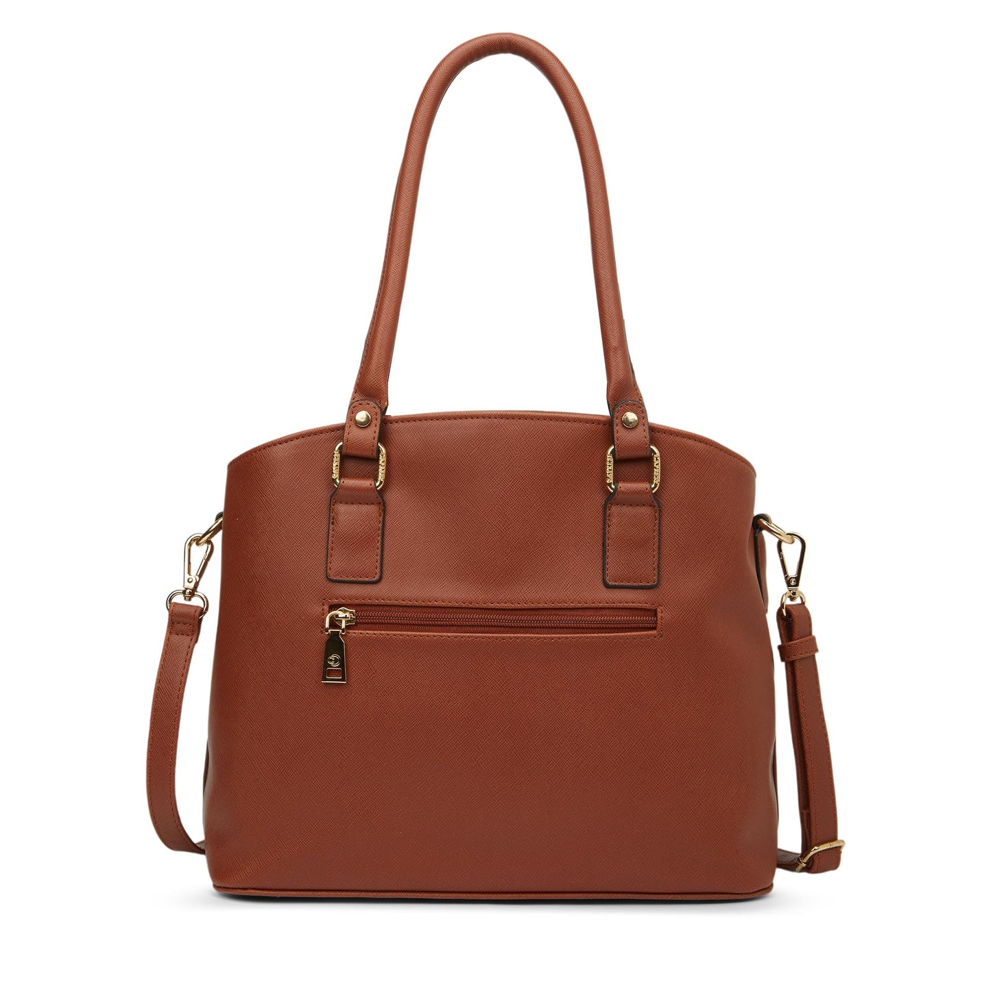 Caprese Lexi Medium Satchel Bag for Women | Solid Faux Leather Handbag with Adjustable & Detachable Strap | Zipper Closure with External Eyewear/Sunglass Charm Case | Perfect for Office Use