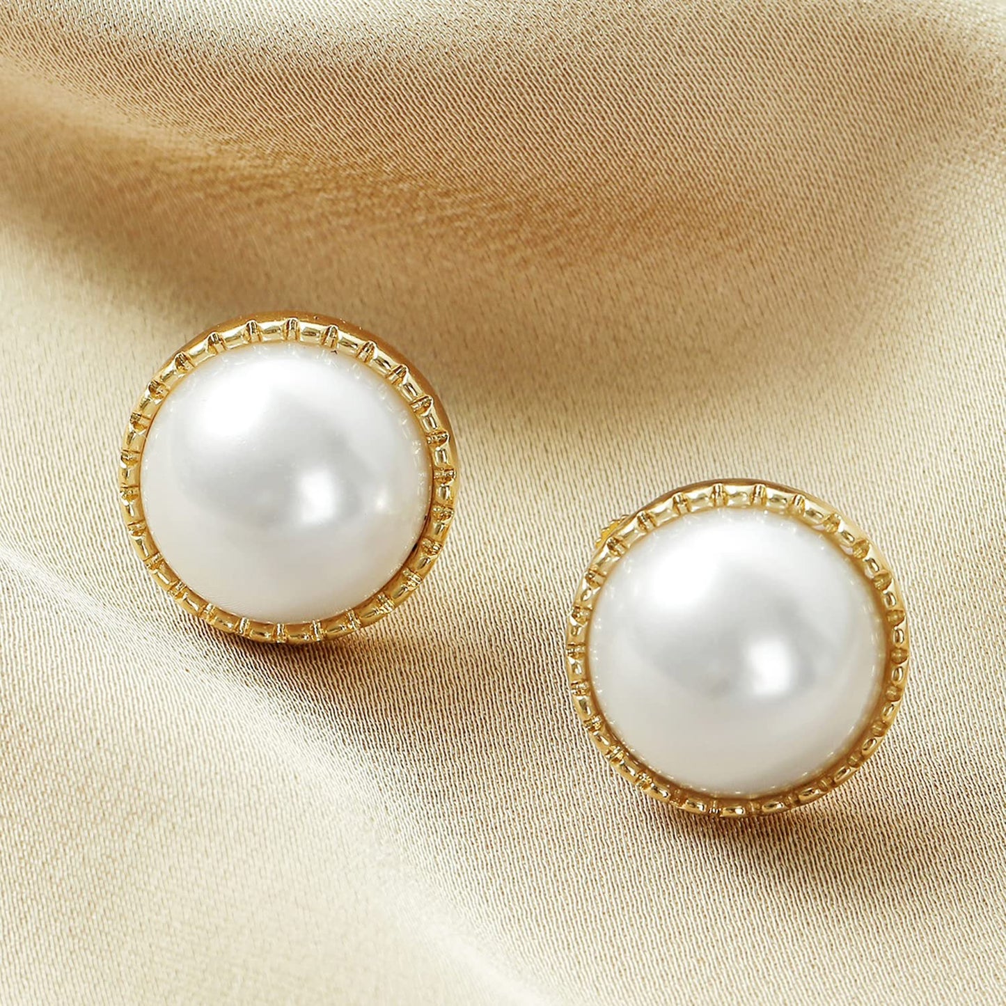 Peora Gold Plated Pearl Studded Stud Earrings Office Work Wear Fashion Jewellery Gift for Women & Girls (PX8E141)