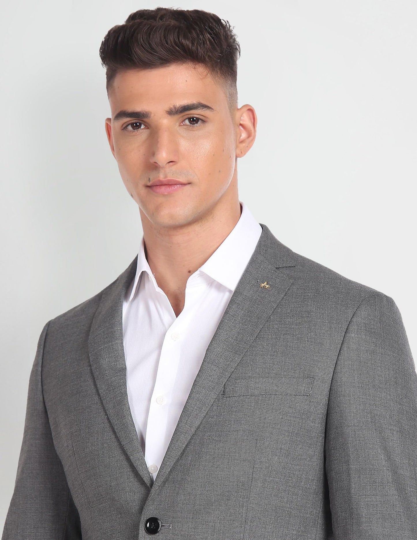 Arrow Men's Polyester Single Breasted Business Suit Pants Set (AREU5087A_Grey