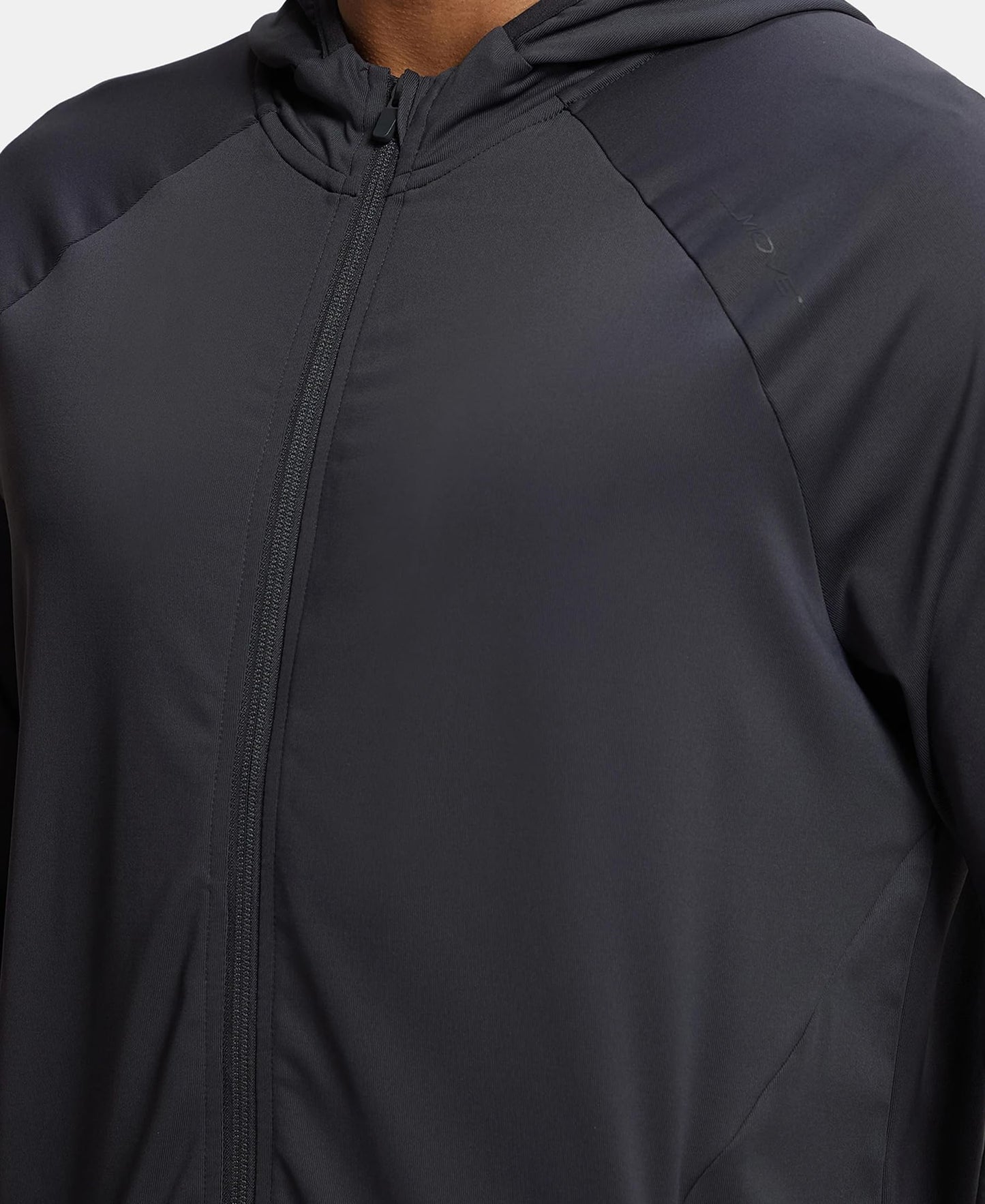 Jockey MV31 Men's Microfiber Elastane Stretch Solid Performance Hoodie Jacket with Stay Dry Technology_Graphite_L