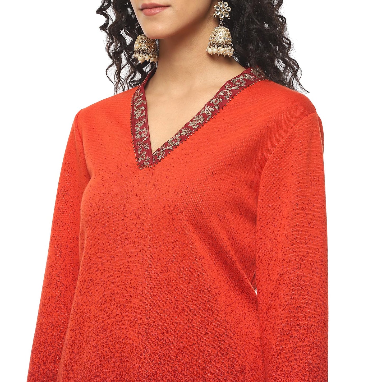 BIBA Women's Cotton Yarndyed Straight Mix & Match (Winter W2226_Red Maroon_38, Suit Set)