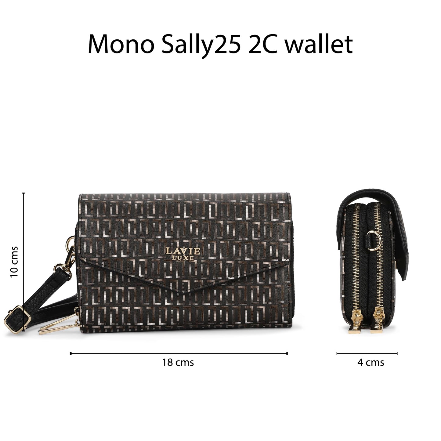 Lavie Luxe Women's Mono Sally 2C Crossbody Sling Bag | Ladies Purse Handbag | Gift for Women