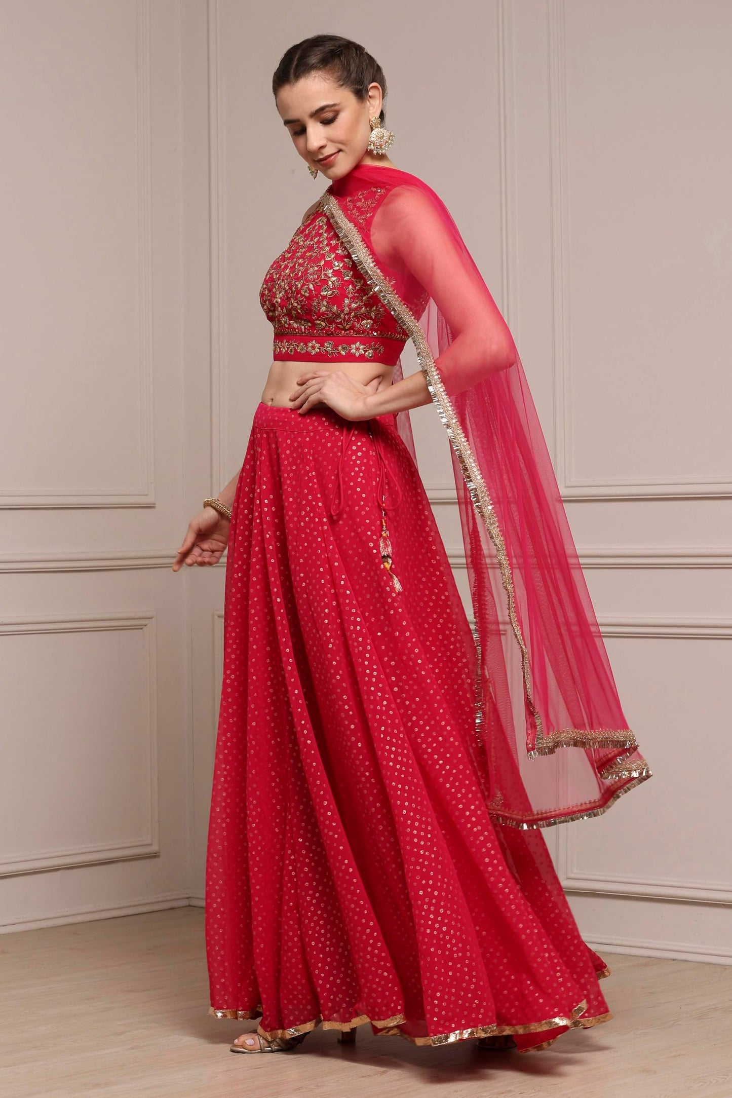 Biba Women Fuchsia Polyester Printed Lehenga Set_36