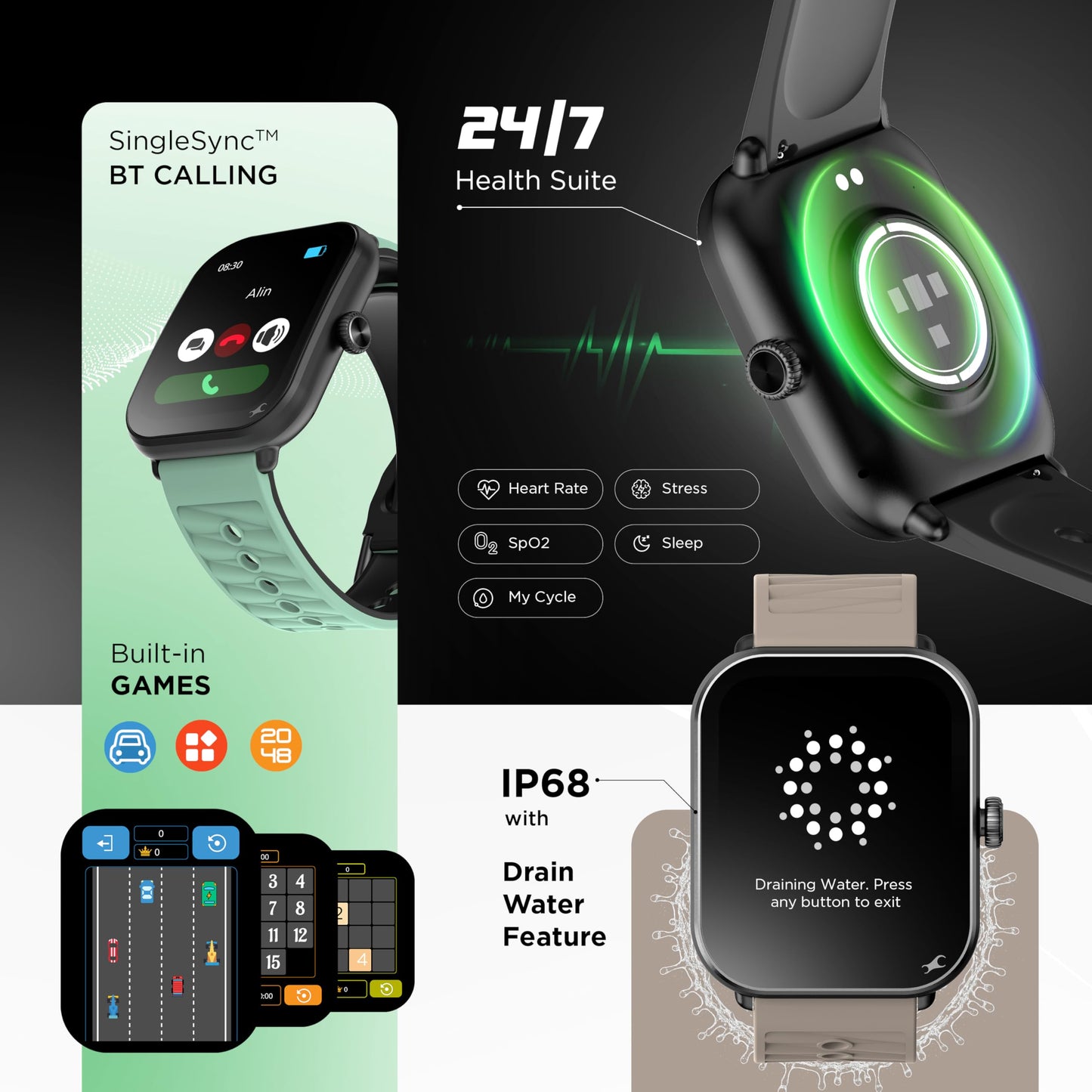 Fastrack MYND 1.93” AMOLED Display Smartwatch for Men & Women with AI Watch Faces,AI Chat,Offline Voice Commands,Curved Metallic Design,Functional Crown,BT Calling, Health Suite,100+ Multisport Modes