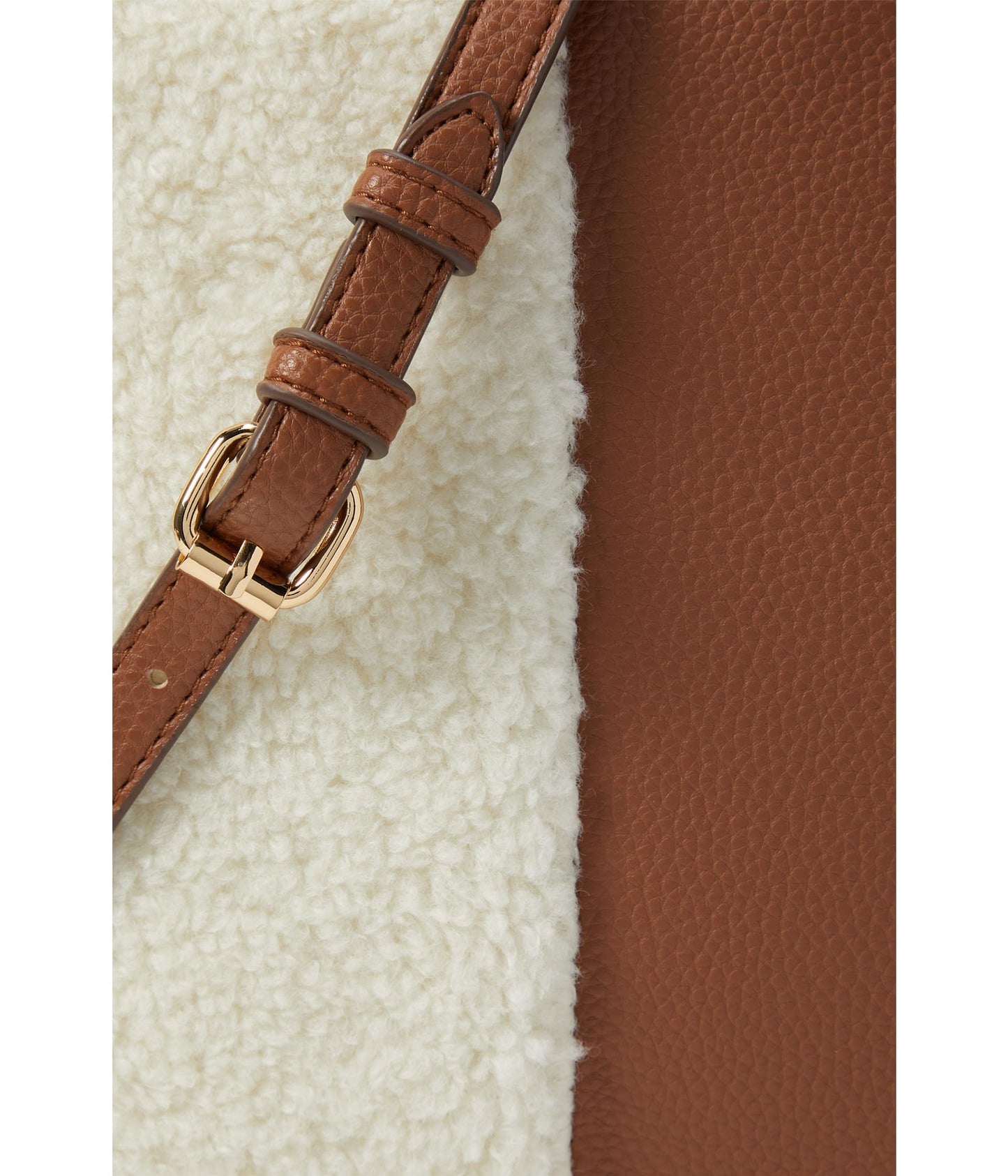 Anne Klein Mini Convertible Sherpa Tote, Chestnut/Cream, One Size