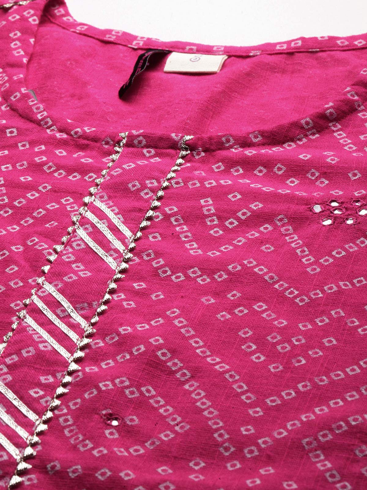 ishin Women's Pure Cotton Printed A-Line Kurta suit set With Palazzo Kurplpramff-846_S_Pink