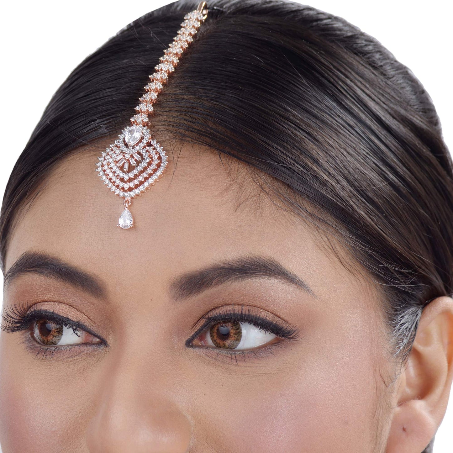 Saraf RS Jewellery-Beautiful shaped Maang Tikka AD studded Rose for Women & Girls