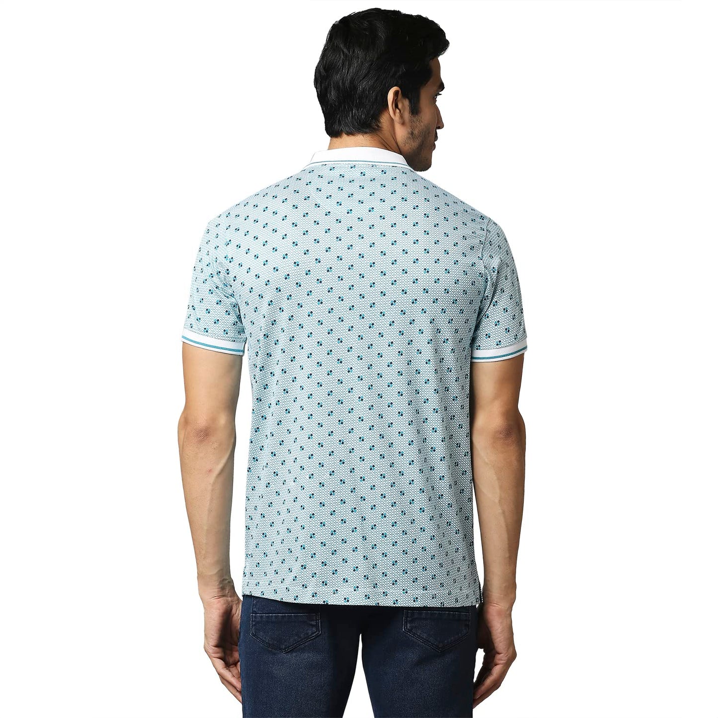 Raymond Men's Half Sleeve Contemporary Fit Medium Blue Casual T-Shirt